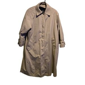 London Fog Towne Women's 14 Petite Tan Rain Jacket Trench Coat Removable Liner